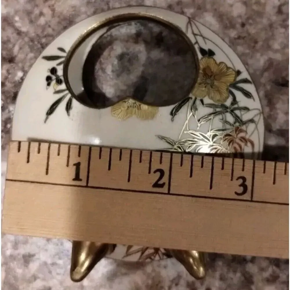 JAPANESE Late Meiji Period Antique SMALL SATSUMA MOON Gold Floral Flask Vase